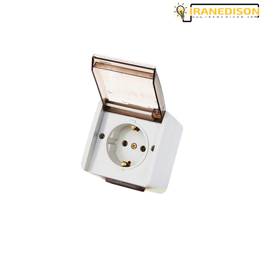 پریز ارت دار بارانی اذین پریز بارانی روکار ارت دار پارت مدل آذین